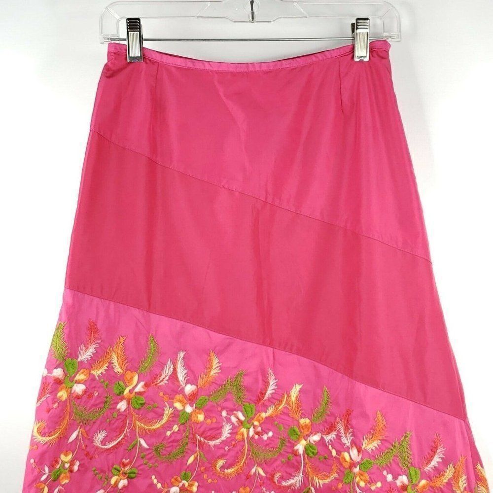 Oilily Hot Pink Floral Embroidery Skirt New $250